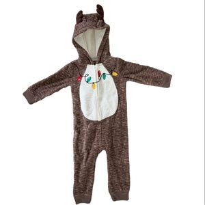 Fleece Lined Reindeer Zip-up